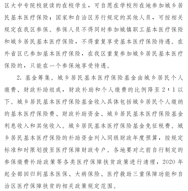 宁夏关于进一步完善城乡居民基本医疗保险自治区级统筹制度的意见（宁政规发〔2019〕4号）