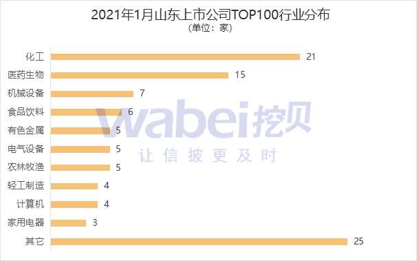 2021年1月山东A股上市公司市值TOP100：万华化学3510亿元排第一