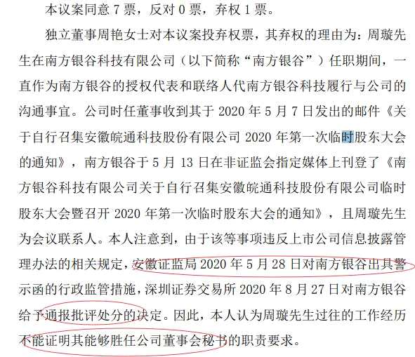 皖通科技聘任周璇为董秘：曾遭监管机构处罚 独董认为工作经历不能证明其能胜任