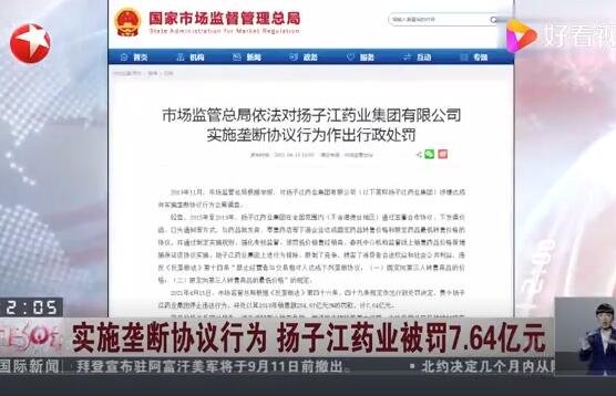 扬子江药业垄断被罚怎么回事，扬子江药业有哪些药，扬子江药业股票代码