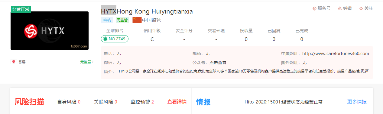 HYTX外汇平台是由哪个机构监管的？
