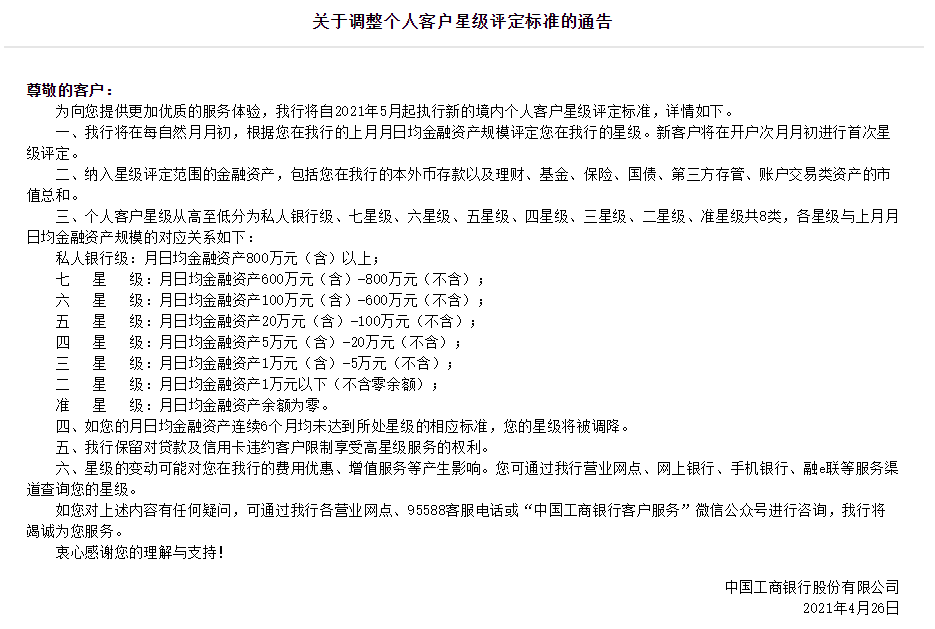 宇宙行出手！星级评定标准再调整，你还有几颗星？