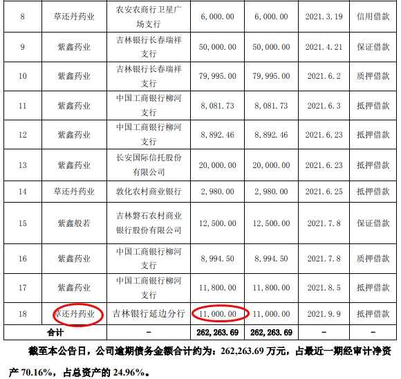 紫鑫药业新增一笔借款逾期：累计逾期金额26.23亿元 公司融资能力下降