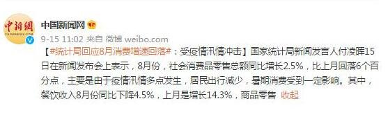 统计局回应8月消费增速回落，消费增速回落是什么原因造成的？
