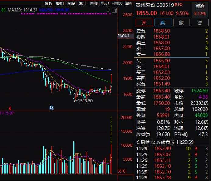 罕见！2万亿茅台涨停，白酒王者归来？周期股却受“惊吓”，风格切换完成？来看啥情况…