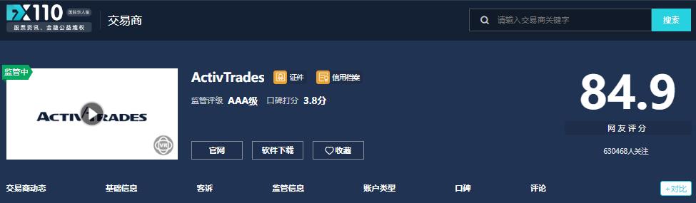 爱汇ActivTrades外汇平台靠谱吗？